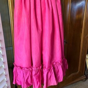 Pink taffeta skirt & top party set sz M ruffles all around